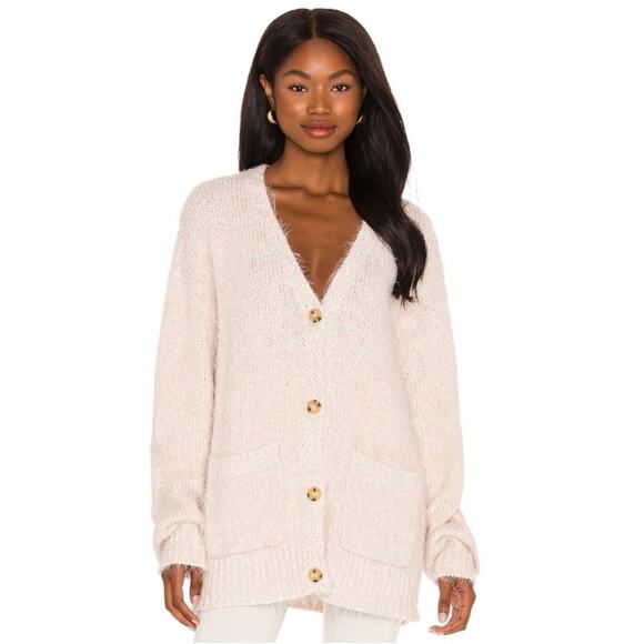 Free People Nevermind Cardi in Creme Brulee Eyelash Cardigan size Small - Picture 2 of 9